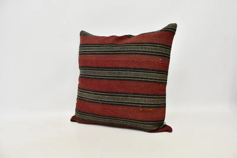 Handmade Throw Pillow Case, Pillow Sham, 24x24 Red Pillow, Boho Pillow, Pillow for Couch, Turkish Kilim Pillow, Boho Chic Cushion Cover - 4