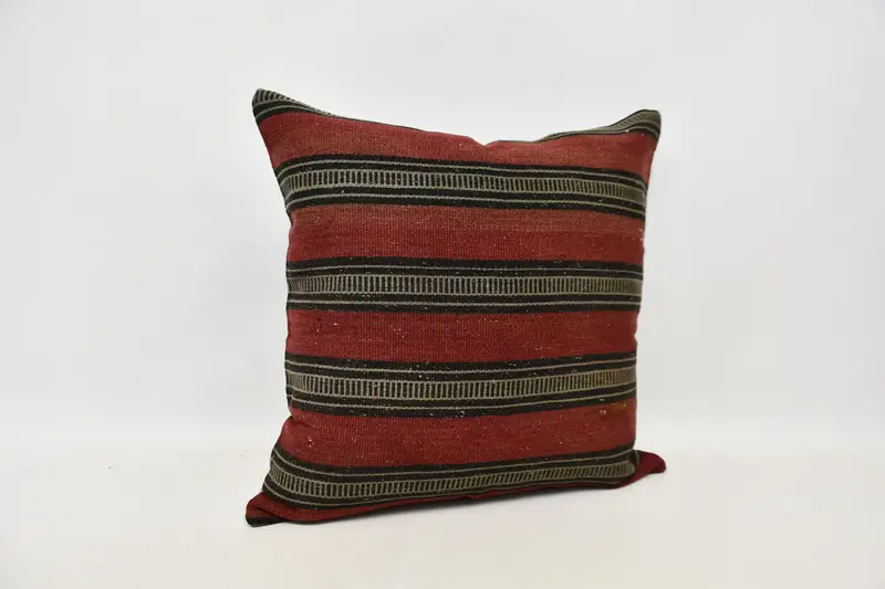 Handmade Throw Pillow Case, Pillow Sham, 24x24 Red Pillow, Boho Pillow, Pillow for Couch, Turkish Kilim Pillow, Boho Chic Cushion Cover - 3