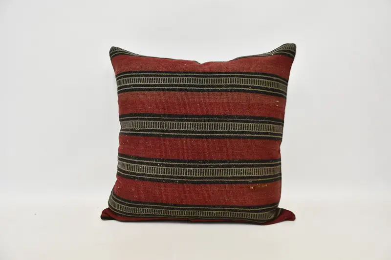 Handmade Throw Pillow Case, Pillow Sham, 24x24 Red Pillow, Boho Pillow, Pillow for Couch, Turkish Kilim Pillow, Boho Chic Cushion Cover - 1