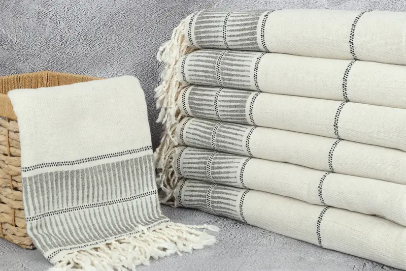 Bridesmaid Gifts, Bridesmaid Gift, Baby Boy Gift, 70x40 Linen Striped Towel, Guest Towel, Hammam towel, Sand-resistant Turkish towel for travel - 3