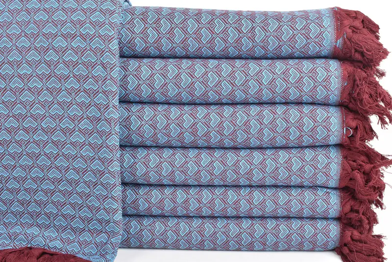 Thanksgiving Tablecloth, Woven Blanket, Gift For Bride, Decorative Blanket, Woven Throw Blanket, Best Wedding Gift, 88x76 Cotton Heart Design  Towel - 2
