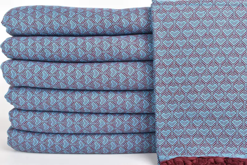 Thanksgiving Tablecloth, Woven Blanket, Gift For Bride, Decorative Blanket, Woven Throw Blanket, Best Wedding Gift, 88x76 Cotton Heart Design  Towel - 3