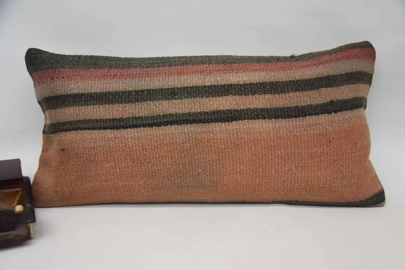 Throw Gift Woven Pillow, DesignerBrown 30x60 cm Wool Striped Pillow Case - 1