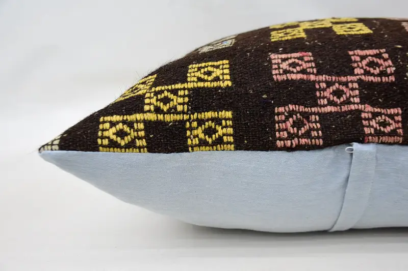 28x28 Brown Cushion, Designer Throw Pillow Case, Home Decor Pillow, Cushion Case, Gift Pillow, Aztec Pillow Case, Kilim Pillow - 5