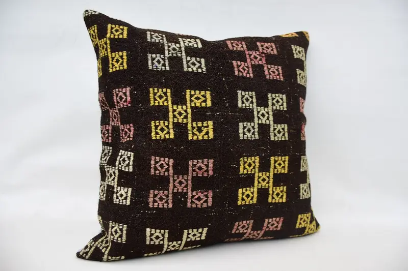 28x28 Brown Cushion, Designer Throw Pillow Case, Home Decor Pillow, Cushion Case, Gift Pillow, Aztec Pillow Case, Kilim Pillow - 2