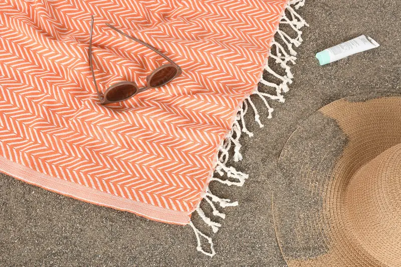 Bride Gift, Summer Gift, Sand-resistant towel, 70x40 Cotton Zig zag Towel, Luxury Beach Towel, Turkish Bath Towel Set, Quick-Dry Beach Towel - 7