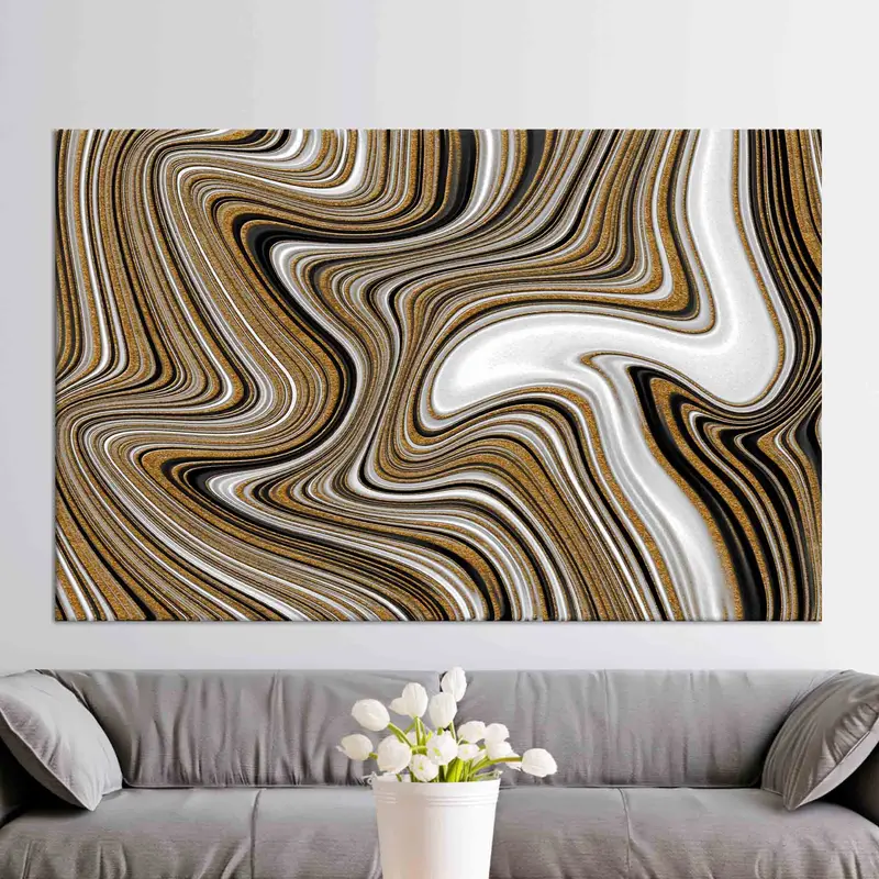 エレガントなゴールド大理石のきらめく高級プリントキャンバスアート