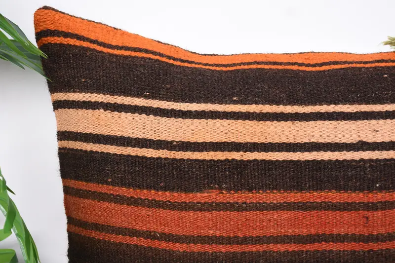Outdoor Bolster Pillow Case, 20x20 Orange Pillow, Neutral Throw Pillow Sham, Kilim Pillow Cover, Pillow Cover, Kilim Cushion Sham, Gift Pillow - 2