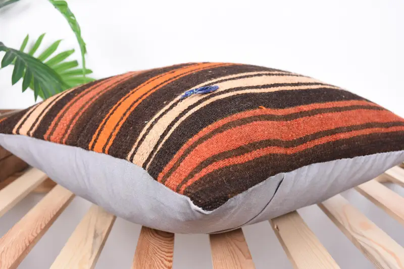 Outdoor Bolster Pillow Case, 20x20 Orange Pillow, Neutral Throw Pillow Sham, Kilim Pillow Cover, Pillow Cover, Kilim Cushion Sham, Gift Pillow - 6