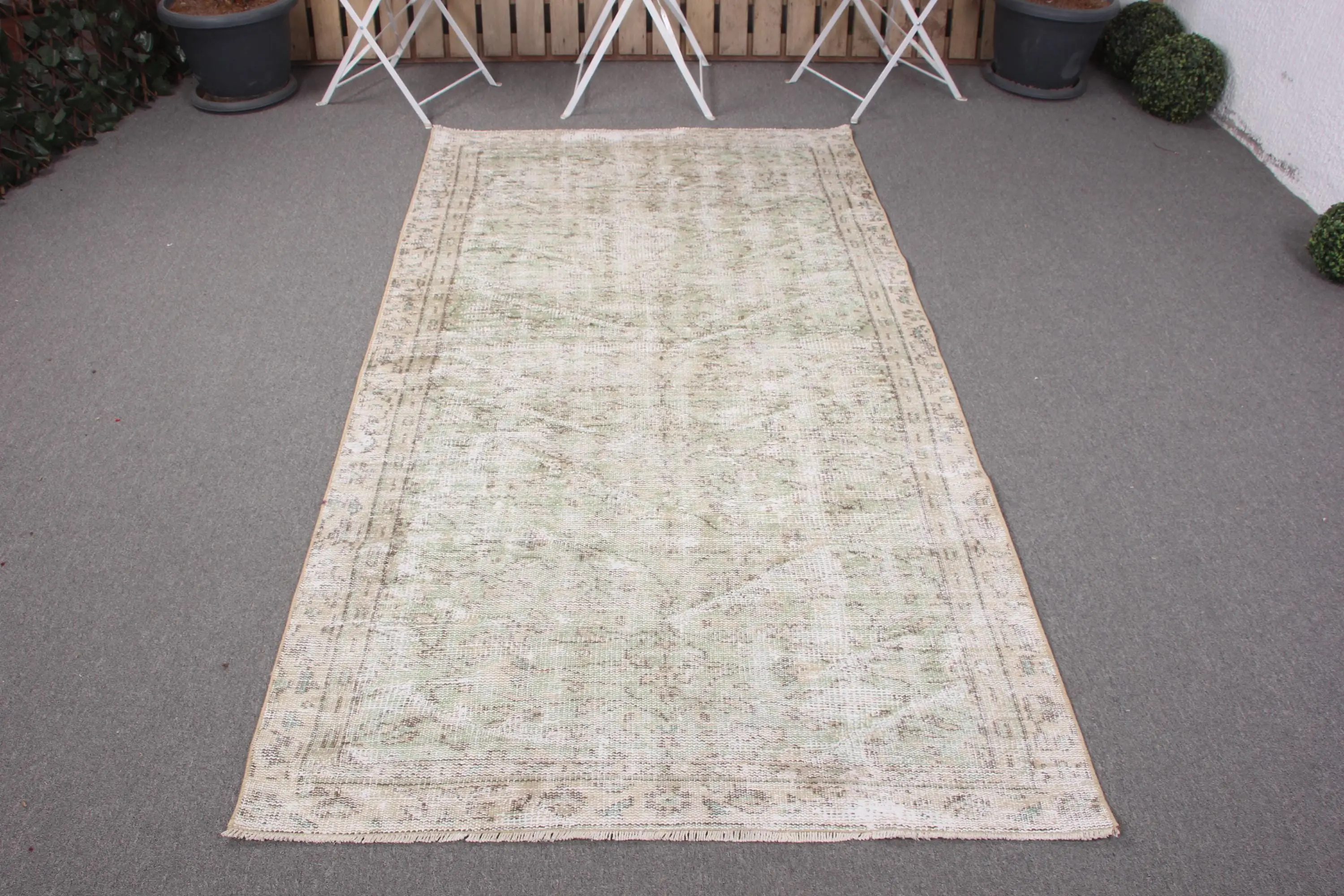 3,9x7,3 ft Teppich, türkischer Teppich, grüner massiver Teppich - 1