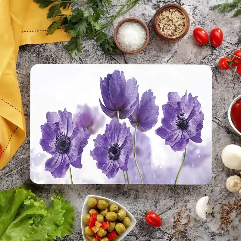 Soyut Çiçek Cam Kesme Tahtası, Modern Mutfak Temeli