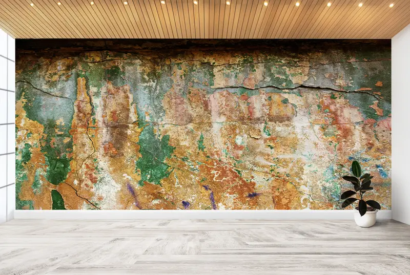 Elegante rustikale Loft-Tapete: Grüner und brauner Bauernhaus-Druck