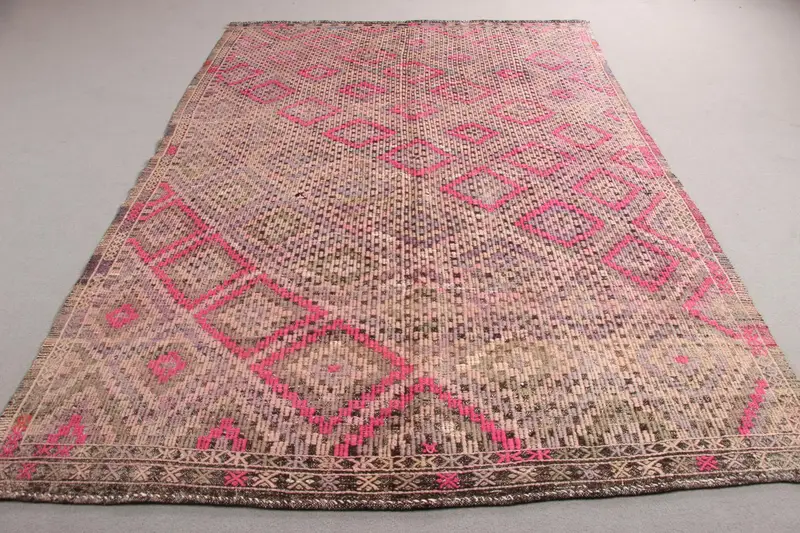 Canlı 6,4x9,4 ft Halı, Güneybatı Turuncu ve Pembe