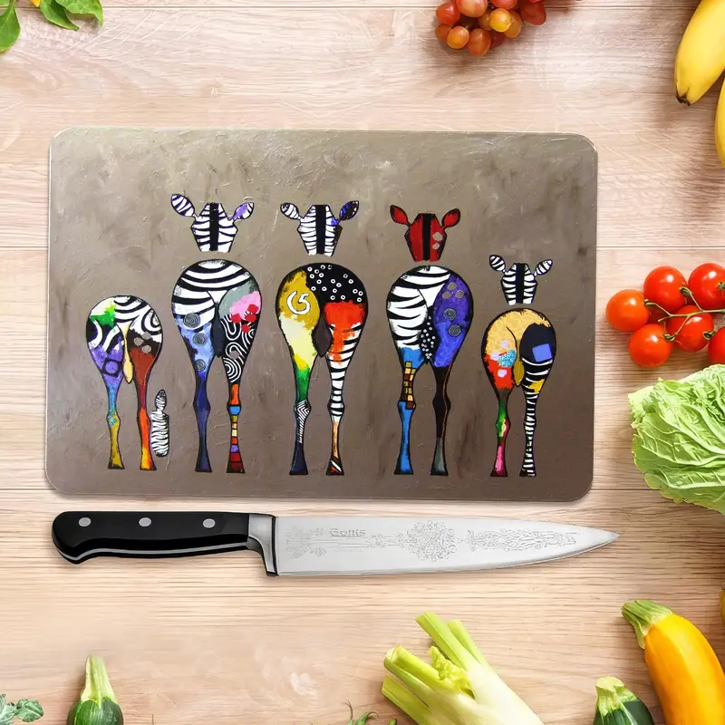 Soyut Zebra Cam Kesme Tahtası, Modern Mutfağın Temeli