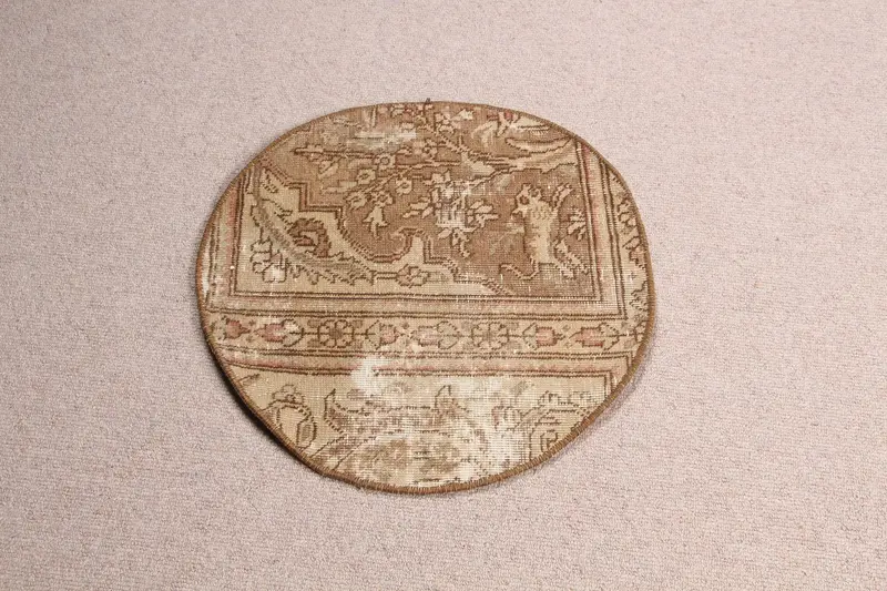 Brauner Ombré-Teppich, 1,7 x 1,6 Fuß, Beige-Akzent