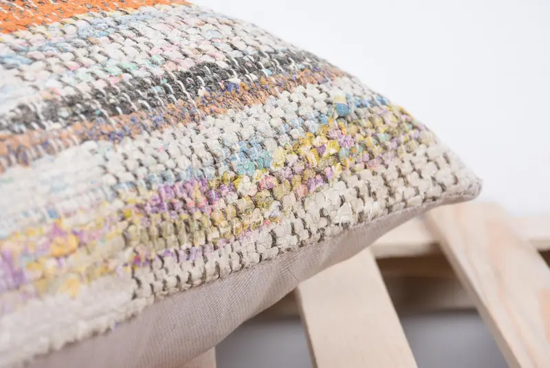 Pillow Case, Cotton Cushion Cover, Ethnical Kilim Rug Pillow, Throw Kilim Pillow, Vintage Kilim Pillow, 16x16 White Pillow Sham - 7