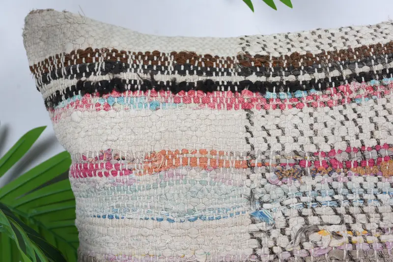 Pillow Case, Cotton Cushion Cover, Ethnical Kilim Rug Pillow, Throw Kilim Pillow, Vintage Kilim Pillow, 16x16 White Pillow Sham - 2