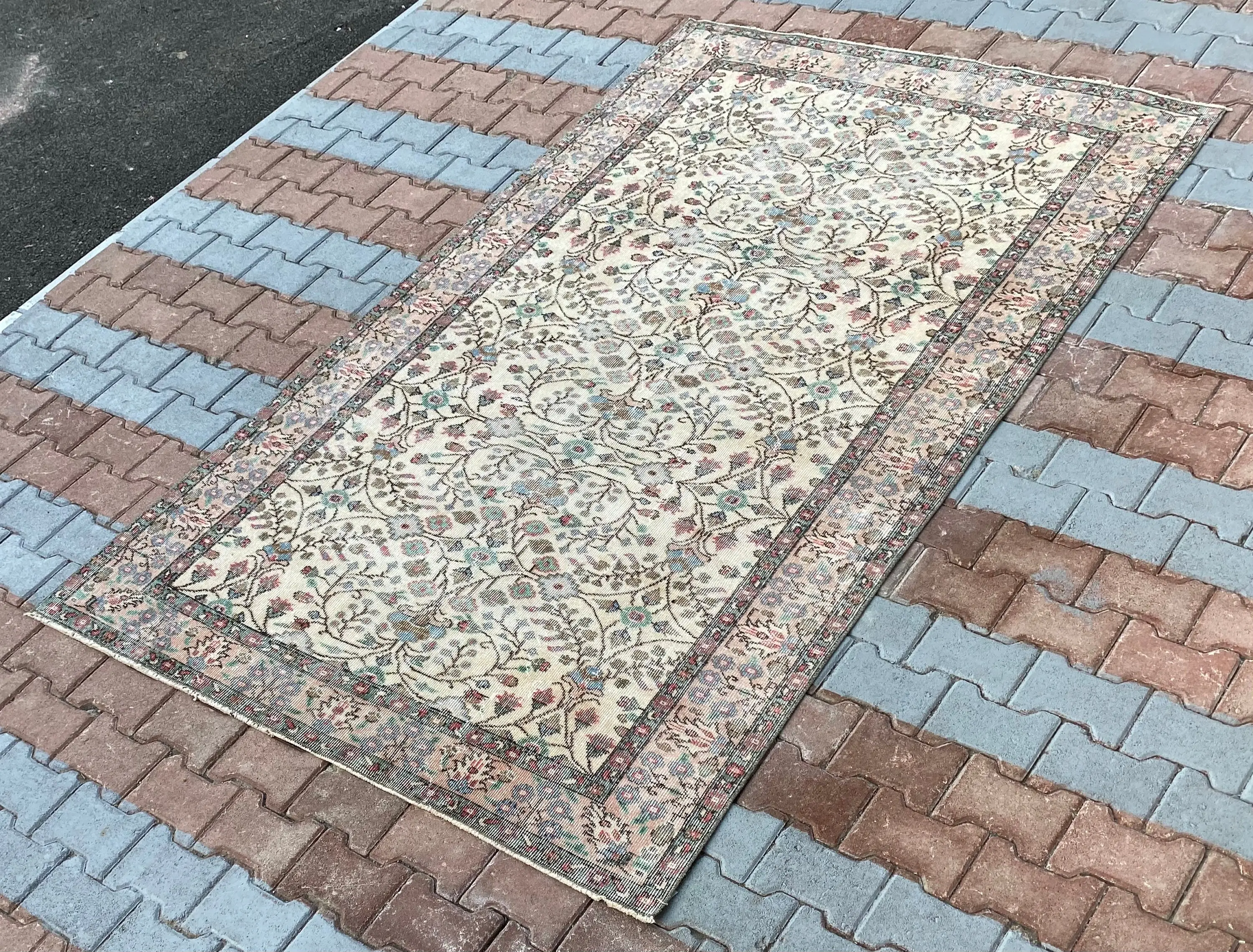 Alfombra turca, alfombra grande de 5,1x8,9 pies, alfombra vintage de lana floral marrón - 1