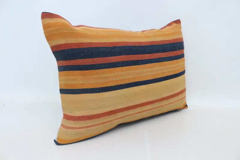 Square Throw Cushion Case, Southwestern Cushion Case, Pillow Sham, Vintage Kilim Throw Pillow, Gift Pillow, 20x28 Orange Cushion Case, Boho Pillow - 3