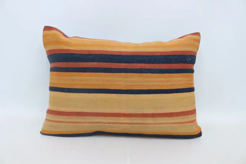 Square Throw Cushion Case, Southwestern Cushion Case, Pillow Sham, Vintage Kilim Throw Pillow, Gift Pillow, 20x28 Orange Cushion Case, Boho Pillow - 1