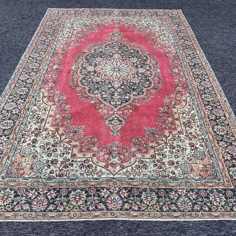 Red and Blue Abstract Rug, 0.6x10.1 ft Chic Decor