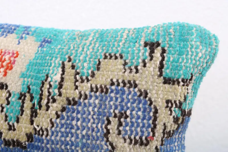 Kilim Pillow Cover, Pillow Sham, Turkish Pillow, Gift Pillow, Outdoor Pillow Case, Handmade Rug Seat Cushion Cover, 8x16 Green Cushion - 5