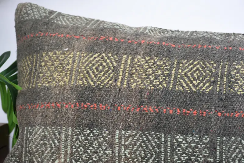 16x48 Yellow Pillow Case, Authentic Pillow Sham, Ethnic Pillow, Pillow Cover, Boho Pillow, Ethnical Kilim Rug Pillow, Turkish Pillow - 2