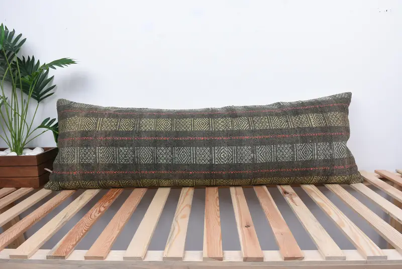 16x48 Yellow Pillow Case, Authentic Pillow Sham, Ethnic Pillow, Pillow Cover, Boho Pillow, Ethnical Kilim Rug Pillow, Turkish Pillow - 1