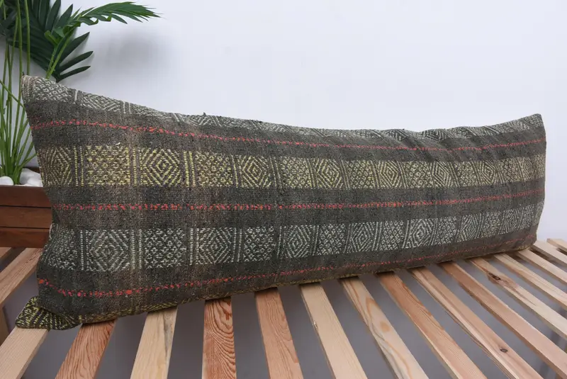 16x48 Yellow Pillow Case, Authentic Pillow Sham, Ethnic Pillow, Pillow Cover, Boho Pillow, Ethnical Kilim Rug Pillow, Turkish Pillow - 4