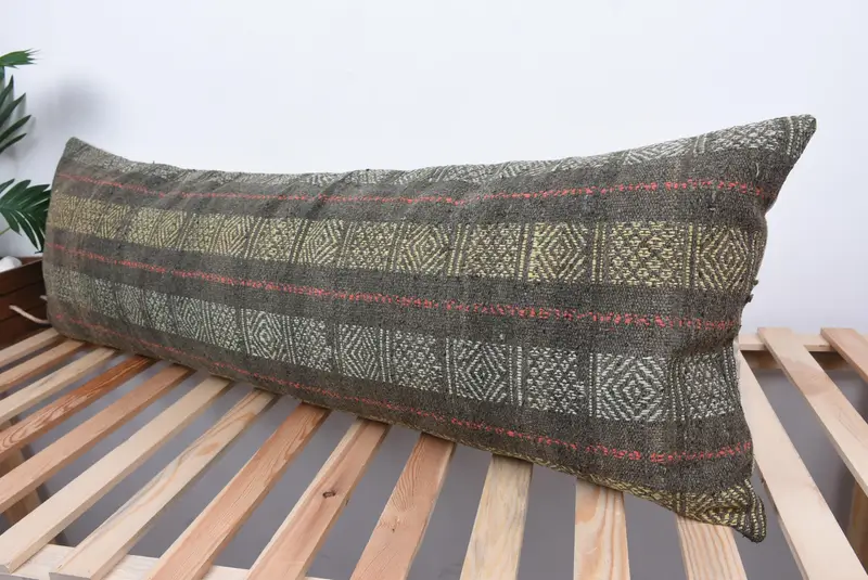 16x48 Yellow Pillow Case, Authentic Pillow Sham, Ethnic Pillow, Pillow Cover, Boho Pillow, Ethnical Kilim Rug Pillow, Turkish Pillow - 5