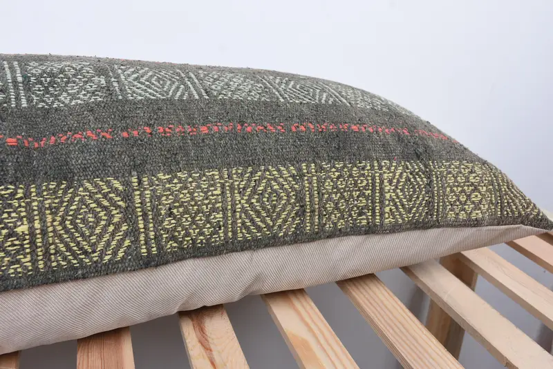 16x48 Yellow Pillow Case, Authentic Pillow Sham, Ethnic Pillow, Pillow Cover, Boho Pillow, Ethnical Kilim Rug Pillow, Turkish Pillow - 7
