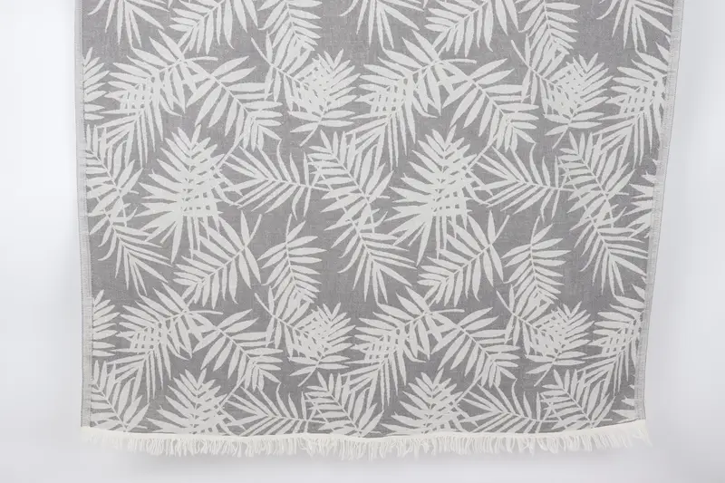 Personalized Gift Box Dark Gray Floral Patterned Towel, 40x63 Inches