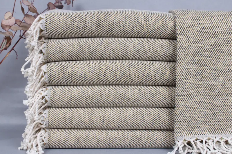 Organic Beach Towel Mustard Chevron Turkish Cotton, 40x71 Inches