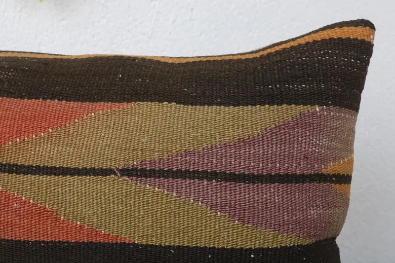 Cushion, Throw Kilim Pillow, Pillow for Sofa, Designer Throw Pillow Case, 12x20 Brown Pillow Case, Vintage Pillow, Bright Pillow Cover - 5