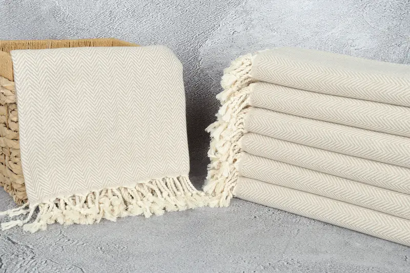 Customized Towels, Thin towel, Handwoven Turkish Towel, Peshtemal Towel, Custom Towel Beach, Monogram Beach Towel, 70x40 Cotton Herringbone Towel - 3