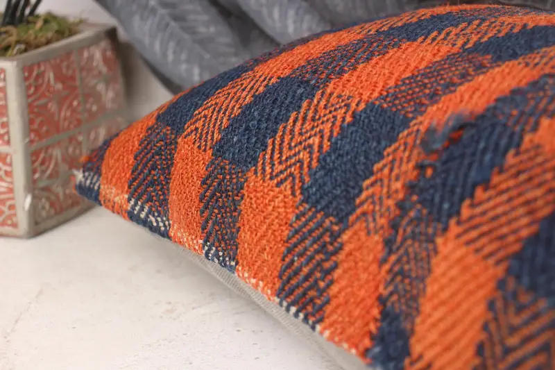 Kilim Cushion Sham, Couch Pillow, Wholesale Cushion, Pillow Cover, Vintage Throw Pillow, Antique Pillows, 12x24 Orange Cushion, Turkish Pillow - 7
