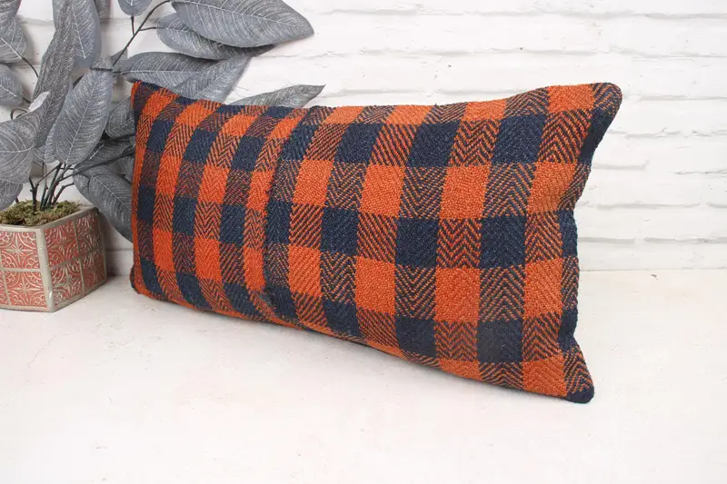 Kilim Cushion Sham, Couch Pillow, Wholesale Cushion, Pillow Cover, Vintage Throw Pillow, Antique Pillows, 12x24 Orange Cushion, Turkish Pillow - 4