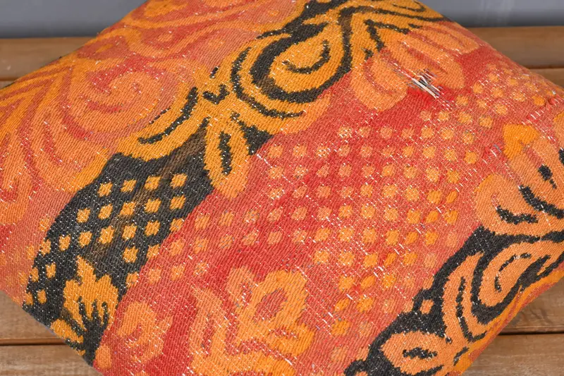 Oriental Pillow Cover, Kilim Pillow, 20x20 Red Cushion Cover, Vintage Kilim Throw Pillow, Handmade Kilim Cushion, Pillow Sham, Ikat Pillow Case - 4