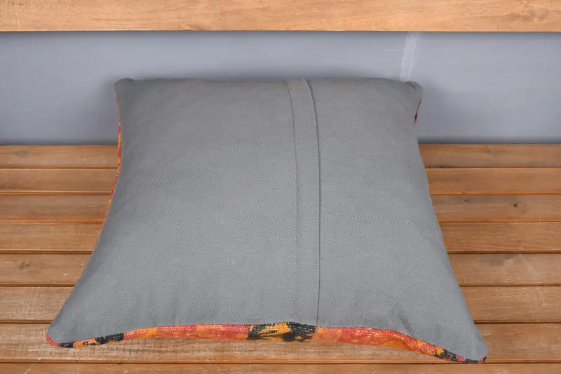 Oriental Pillow Cover, Kilim Pillow, 20x20 Red Cushion Cover, Vintage Kilim Throw Pillow, Handmade Kilim Cushion, Pillow Sham, Ikat Pillow Case - 5