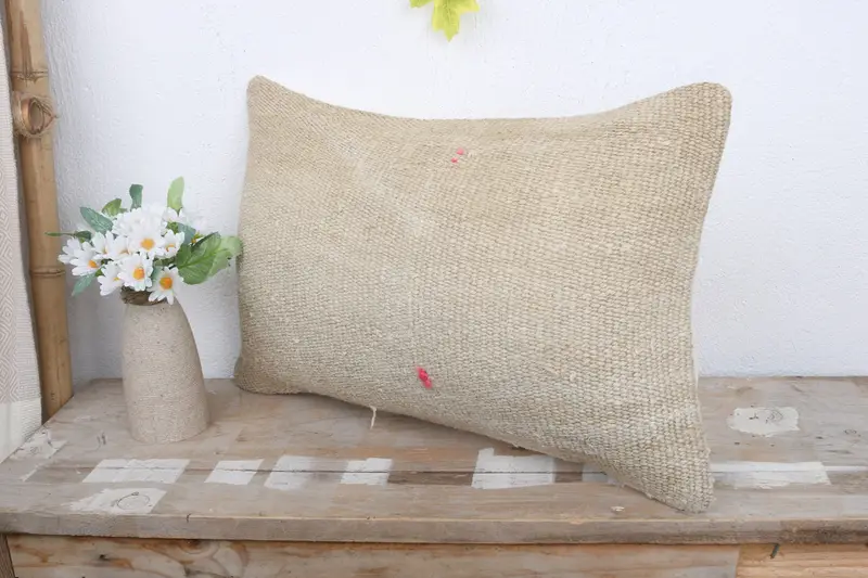 Accent Pillow Cover, Ethnical Kilim Rug Pillow, Pillow for Sofa, 12x20 Beige Cushion Cover, Throw Kilim Pillow, Pillow, Accent Throw Pillow Case - 4