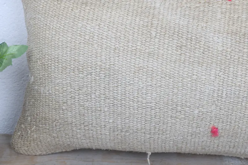 Accent Pillow Cover, Ethnical Kilim Rug Pillow, Pillow for Sofa, 12x20 Beige Cushion Cover, Throw Kilim Pillow, Pillow, Accent Throw Pillow Case - 3