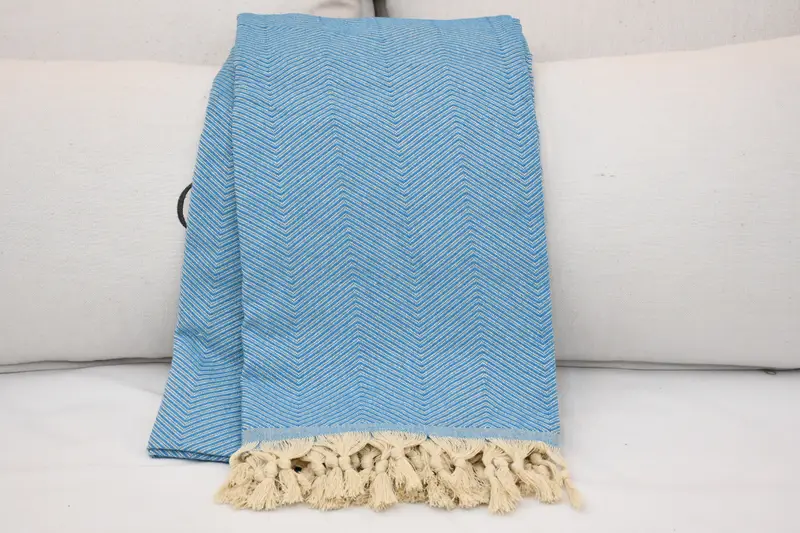 Bridesmaid Favors, Turkish Cotton Throw Blanket, 84x68 Cotton Zig zag Towel, Monogram Blanket, Decorative Blanket, Throw Blanket Couch - 4