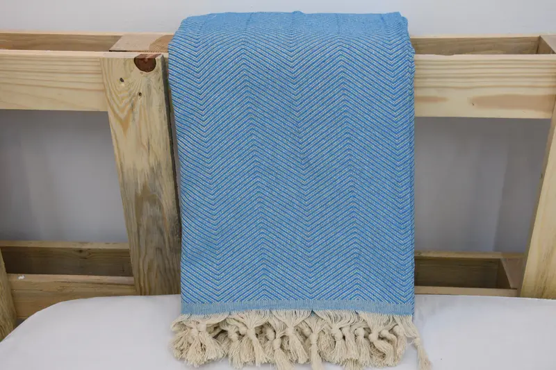 Bridesmaid Favors, Turkish Cotton Throw Blanket, 84x68 Cotton Zig zag Towel, Monogram Blanket, Decorative Blanket, Throw Blanket Couch - 6
