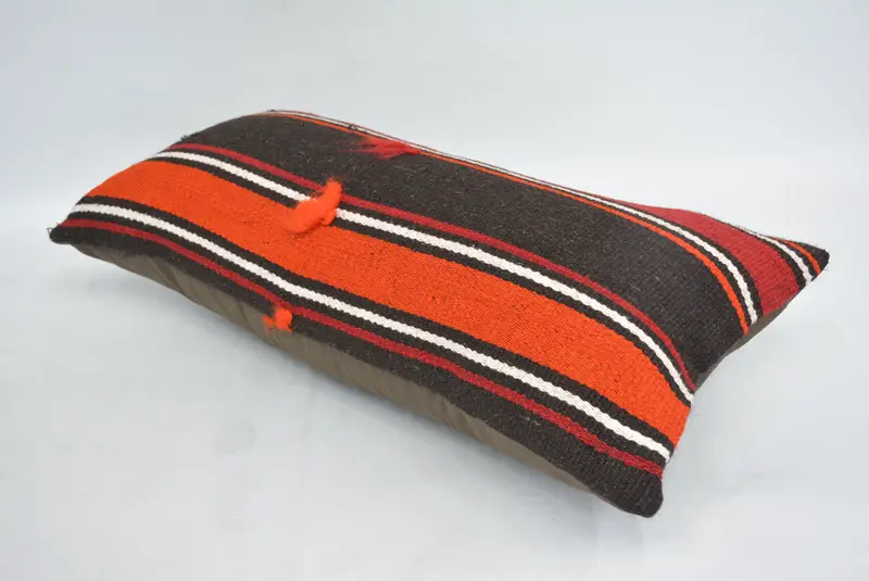 Vintage Kilim Pillow, Home Decor Pillow, Handmade Kilim Cushion, Handmade Rug Seat Pillow, Pillow, 12x24 Red Cushion, Retro Pillow Cover - 6