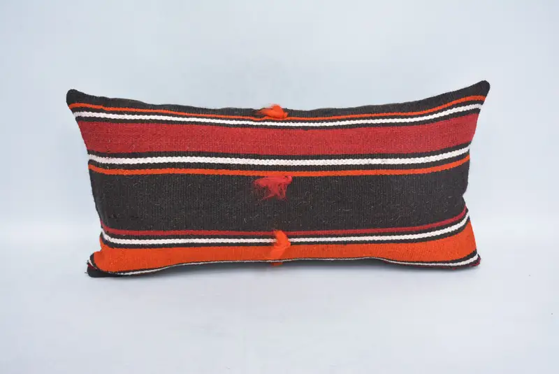 Vintage Kilim Pillow, Home Decor Pillow, Handmade Kilim Cushion, Handmade Rug Seat Pillow, Pillow, 12x24 Red Cushion, Retro Pillow Cover - 1