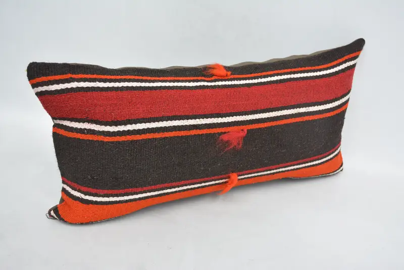 Vintage Kilim Pillow, Home Decor Pillow, Handmade Kilim Cushion, Handmade Rug Seat Pillow, Pillow, 12x24 Red Cushion, Retro Pillow Cover - 3