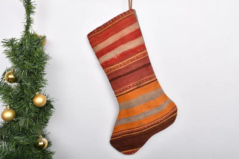 Noel Süsleri Deseni, 7 İnç Geniş Tatil Çorabı