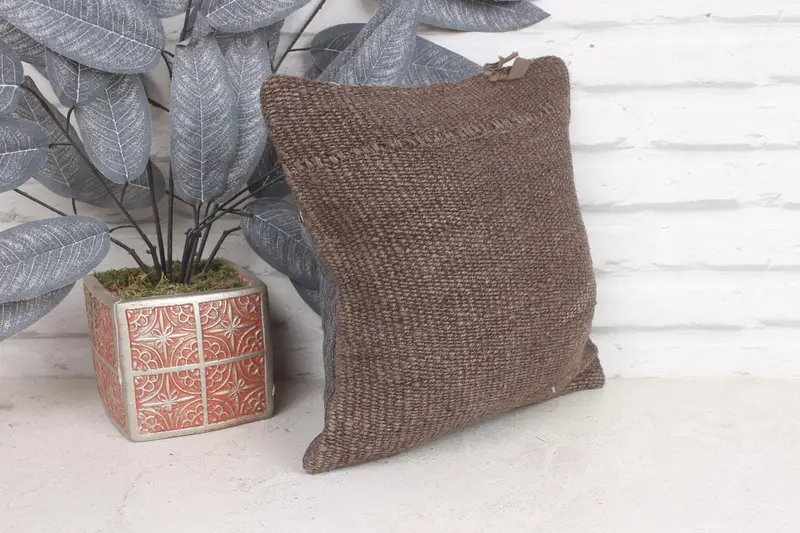 Custom Cushion Cover, Vintage Kilim Pillow, Pillow, Authentic Cushion Cover, Antique Pillows, Interior Designer Pillow, 12x12 Brown Pillow Case - 4