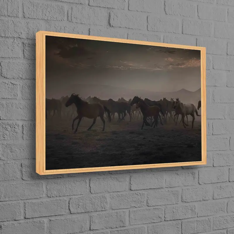 エレガントな馬の恋人キャンバス: 自然風景アートプリント