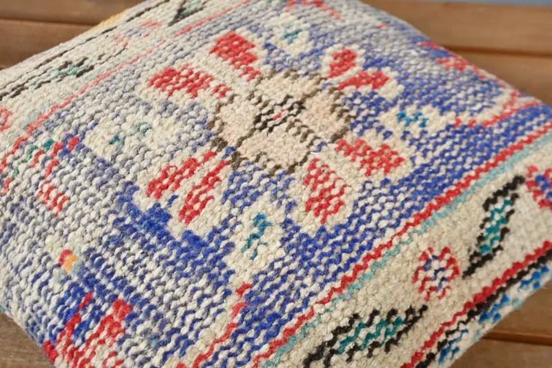Ethnical Kilim Rug Pillow, Vintage Kilim Throw Pillow, Accent Throw Pillow Cover, 12x12 Blue Cushion, Pillow, Throw Kilim Pillow - 4
